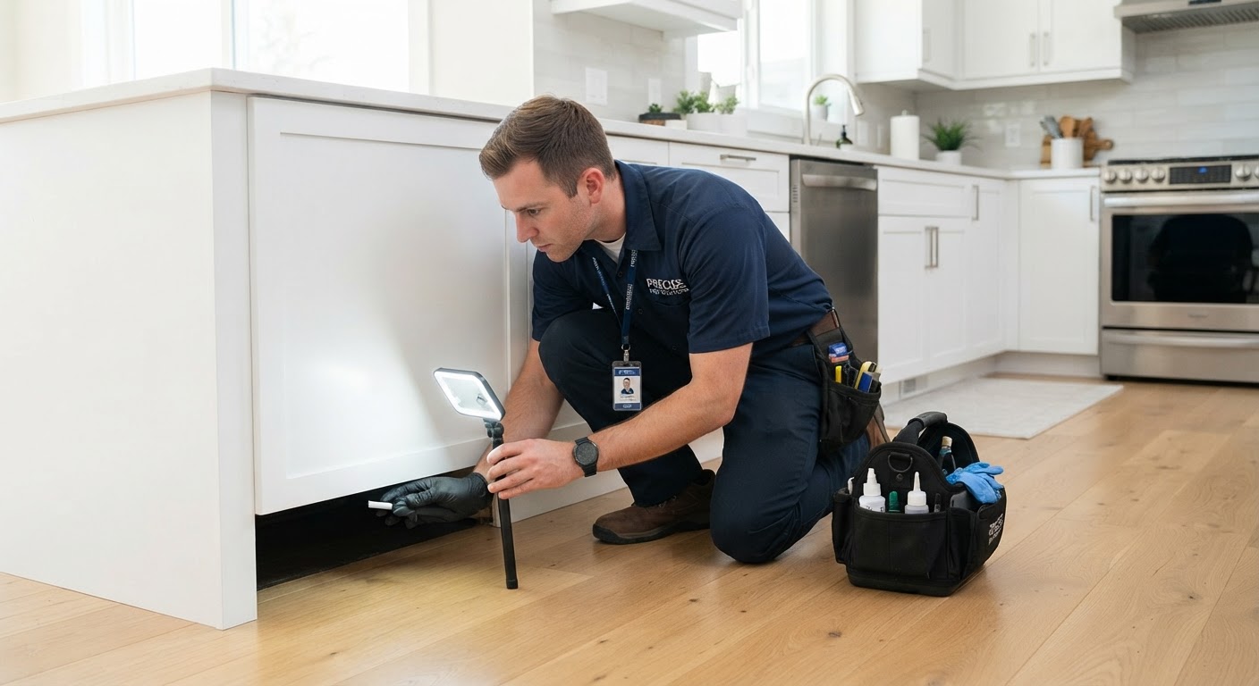 Interior corner inspection in a modern home kitchen